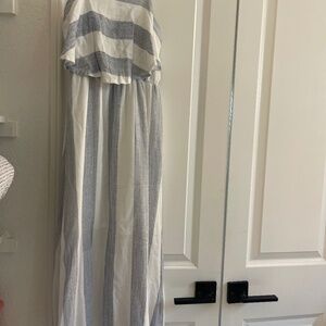 Beach style blue and white dress